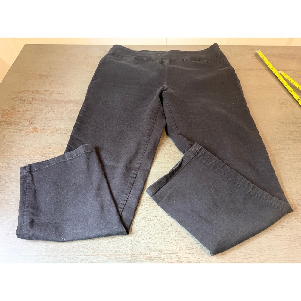 Croft & Barrow Effortless Stretch Pants Black Pull On Straight Leg Womens 16 Reg